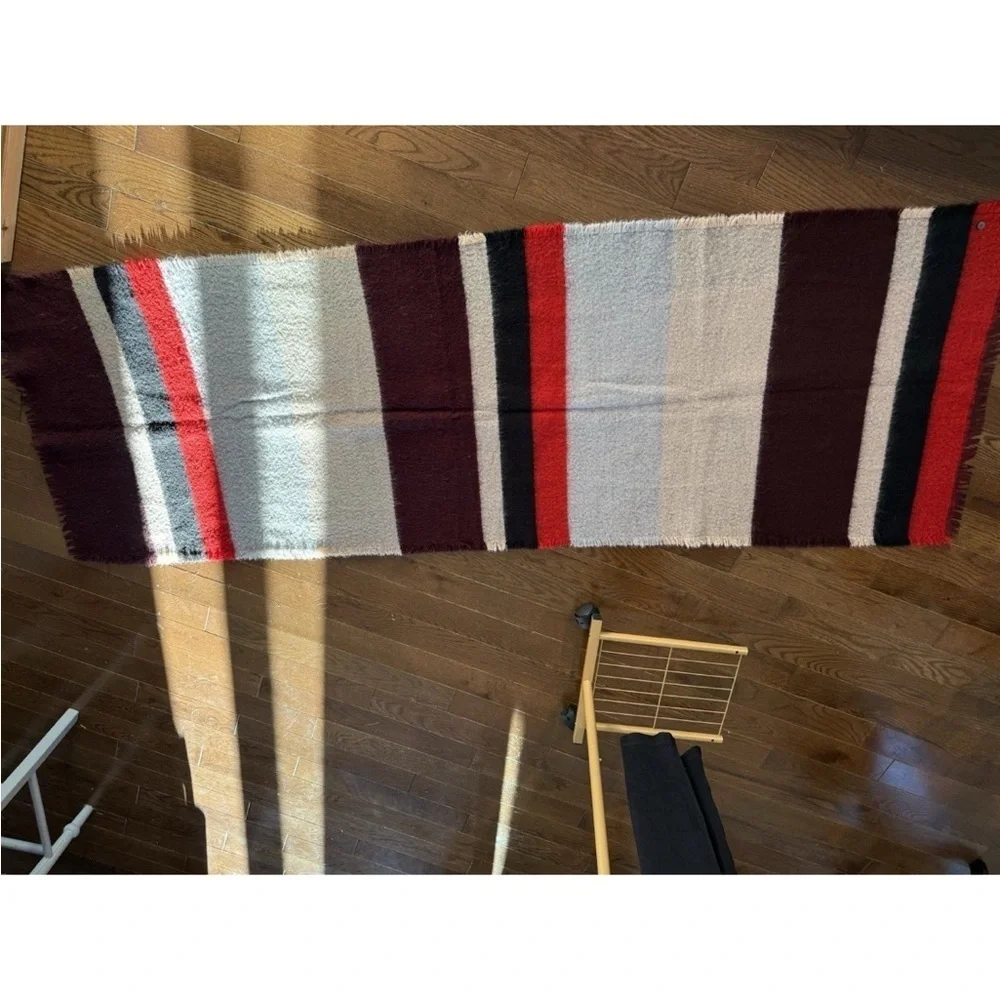 Express Striped  Scarf - Red, Black, Gray, and Beige